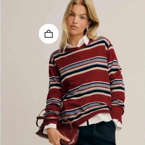 Reformation relaxed fit striped cashmere sweater - Picture 1 of 4